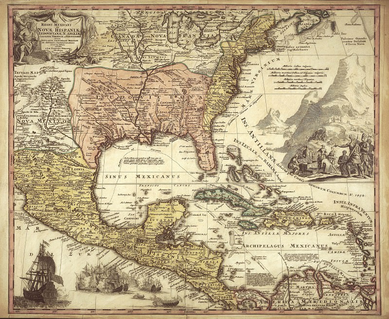 Spanish colonies, 1724, Antique world maps HQ