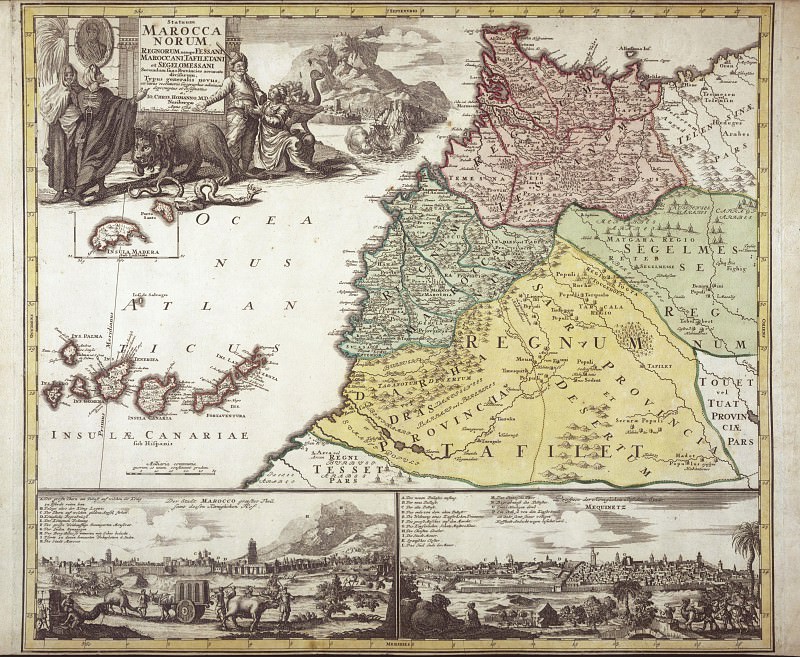 Johann Baptist Homann – North-West Africa, 1728, Antique world maps HQ