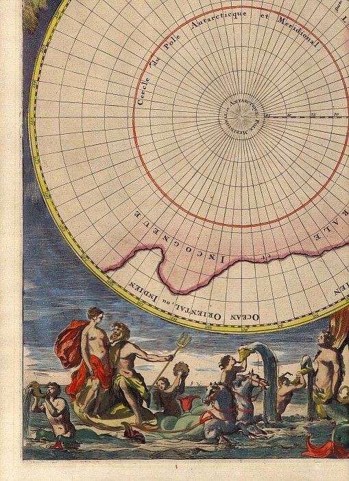 Cornelis Mortier – North and South Pole, 1720, Antique world maps HQ