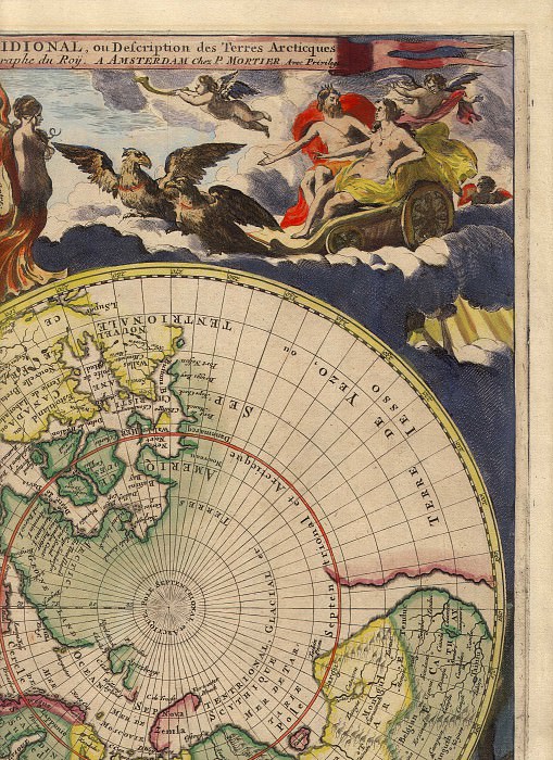 Cornelis Mortier – North and South Pole, 1720, Antique world maps HQ