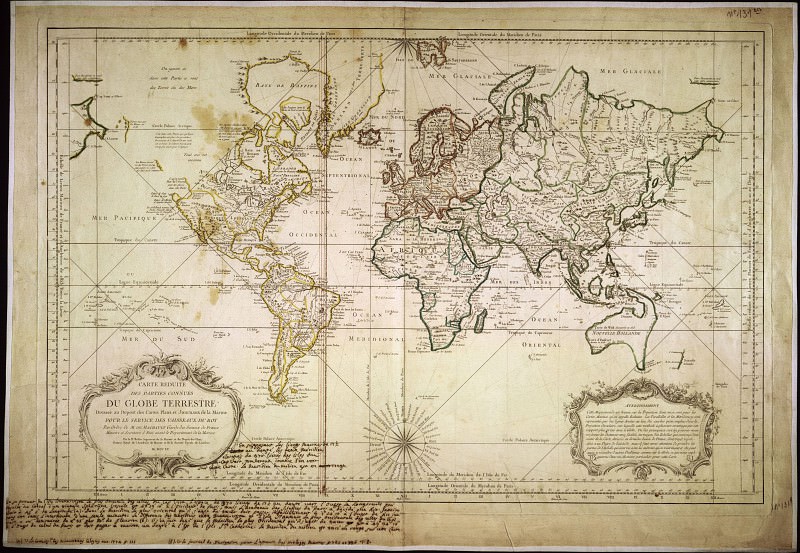 Map of the World, 1775, Antique world maps HQ