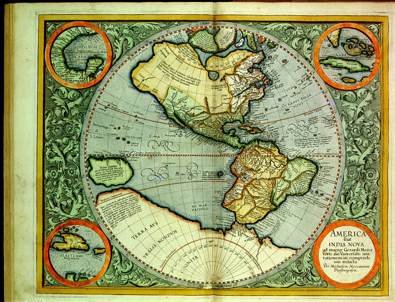 Герард Меркатор – Северная и Южная Америка, 1606, Древние карты мира в высоком разрешении – Старинные карты