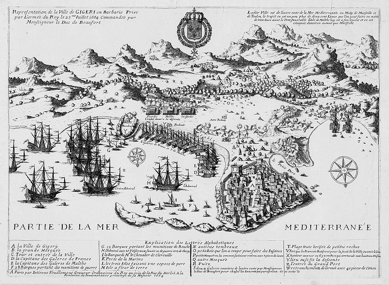 Взятие Джиджеля французским флотом под командованием герцога де Бофора в 1664 году, 1664, Древние карты мира в высоком разрешении – Старинные карты