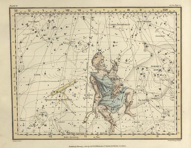 Auriga, Camelopardalis, Telescopium Herschelii, Antique world maps HQ