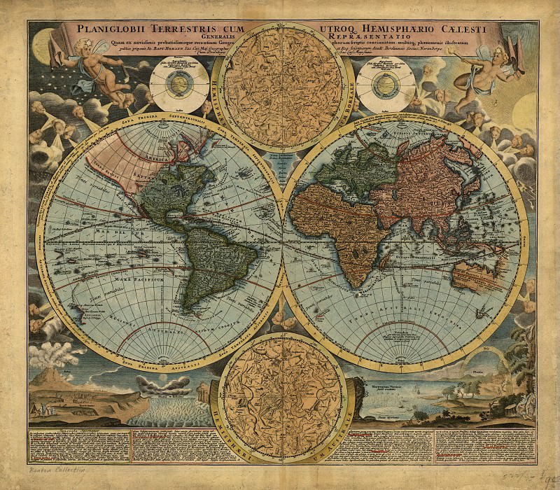 Johann Baptist Homann – Map of the world, 1716, Antique world maps HQ