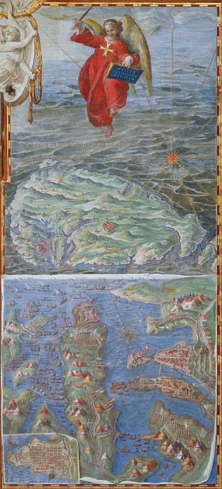 Map of the Island of Malta and the Siege of Valletta by the Ottoman Fleet 