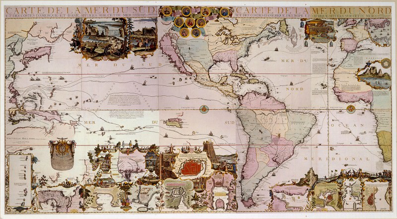 Nicolas de Fer – Map of the New World, 1713, Antique world maps HQ