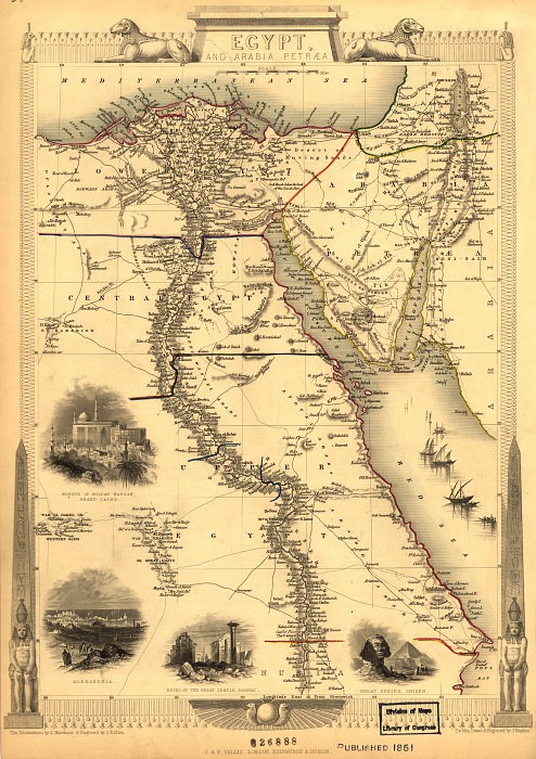 Egypt and Arabia Petraea, 1851, Antique world maps HQ