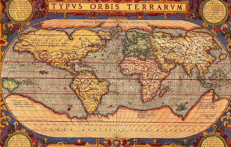 Ортелий, Абрахам – Карта мира, 1601, Древние карты мира в высоком разрешении – Старинные карты