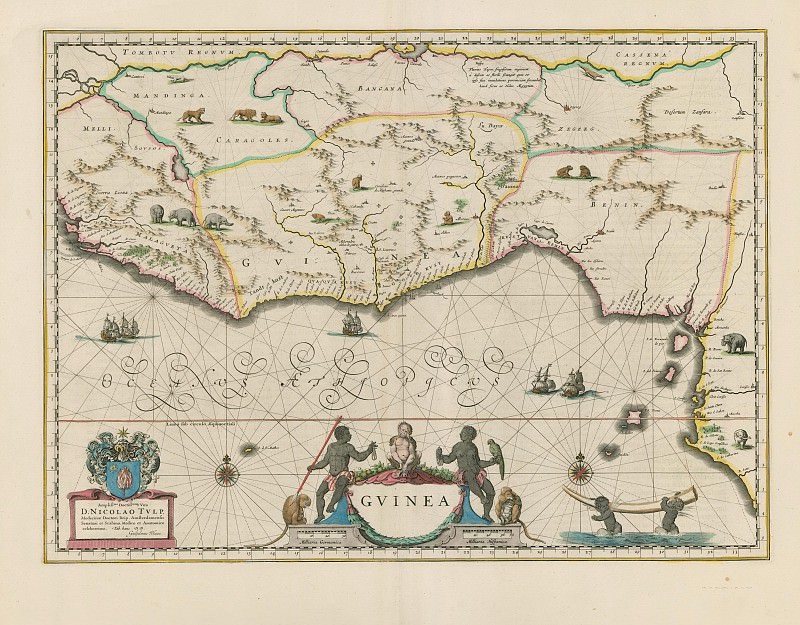 Ян Виллемс Блау – Гвинея, 1640, Древние карты мира в высоком разрешении – Старинные карты
