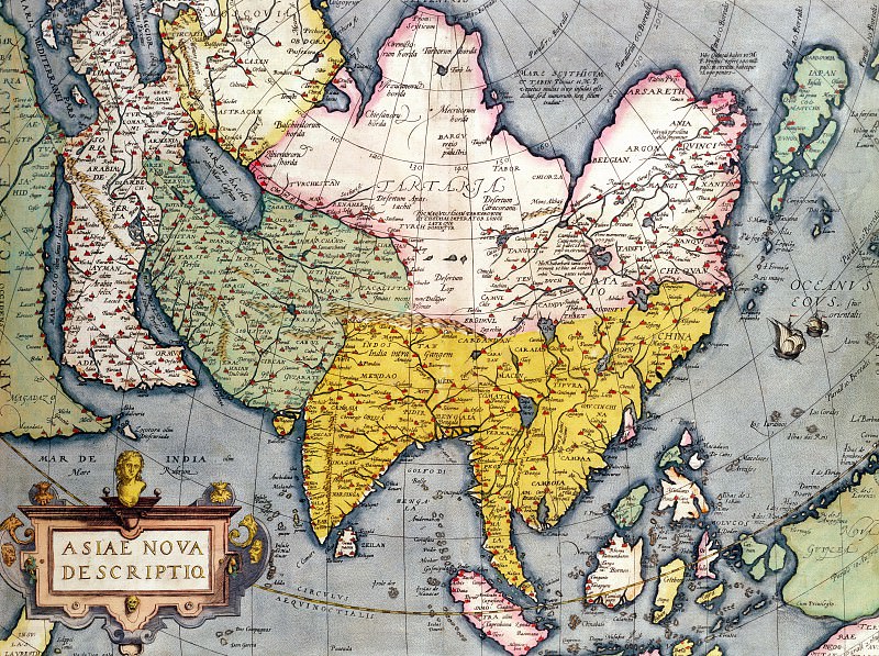 Claes Jansz – Antique Map of Asia, Antique world maps HQ