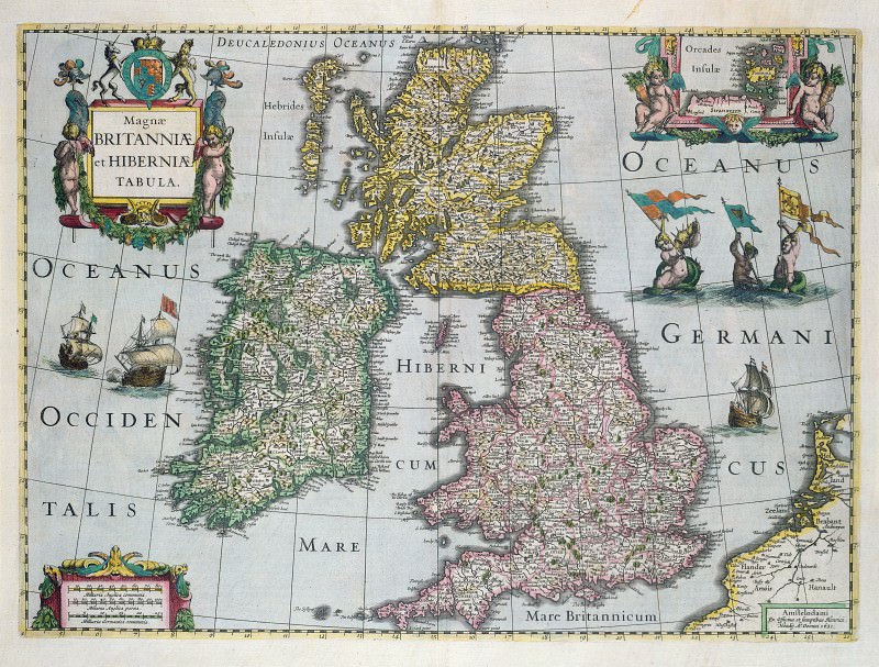 Map of Britain, 1661, Antique world maps HQ