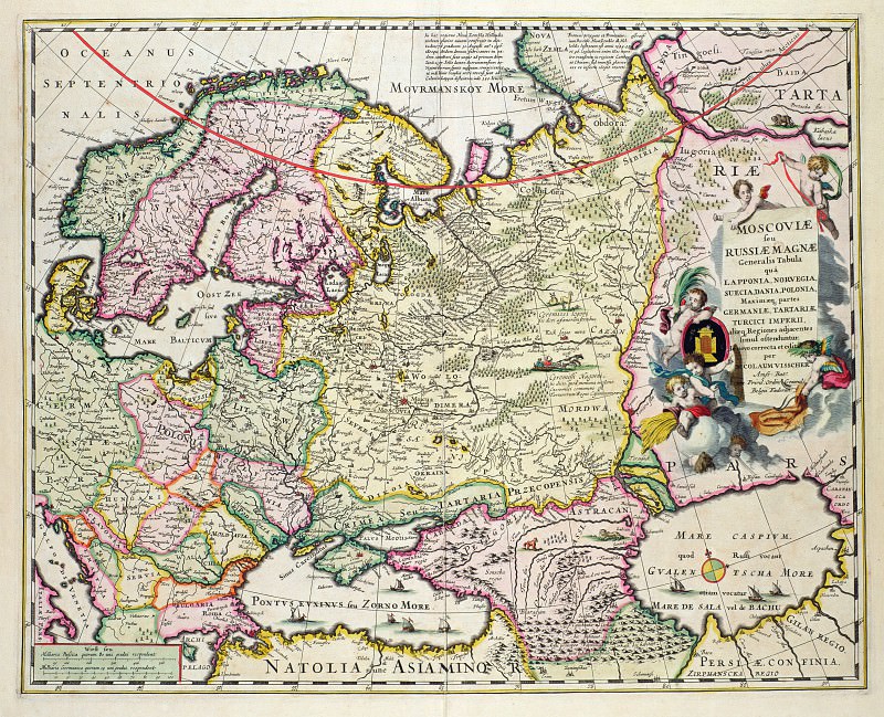 Nicolaes Visscher – Map of Asia Minor showing Norway, Sweden, Denmark, Lapland, Poland, Turkey, Russia and the Moscow region, c.1626, Antique world maps HQ