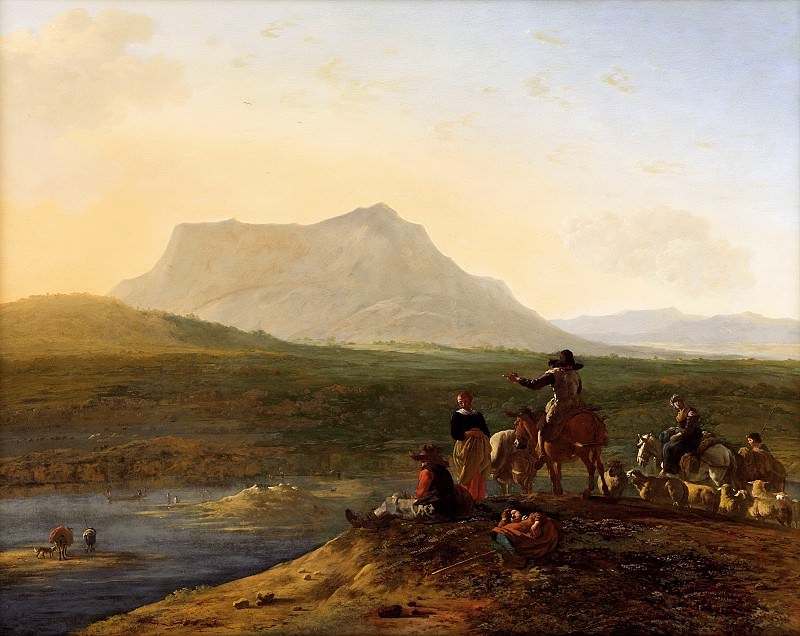 Дюжарден, Карел – Панорамный пейзаж с пастухами и овцами, Музей Лихтенштейн (Вена)