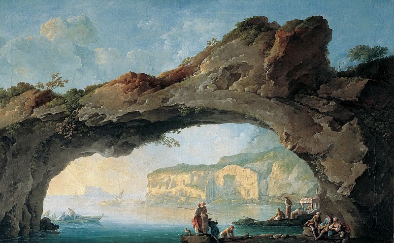 Карло Бонавиа – Большая скалистая арка с видом на море близ Неаполя, Музей Лихтенштейн (Вена)
