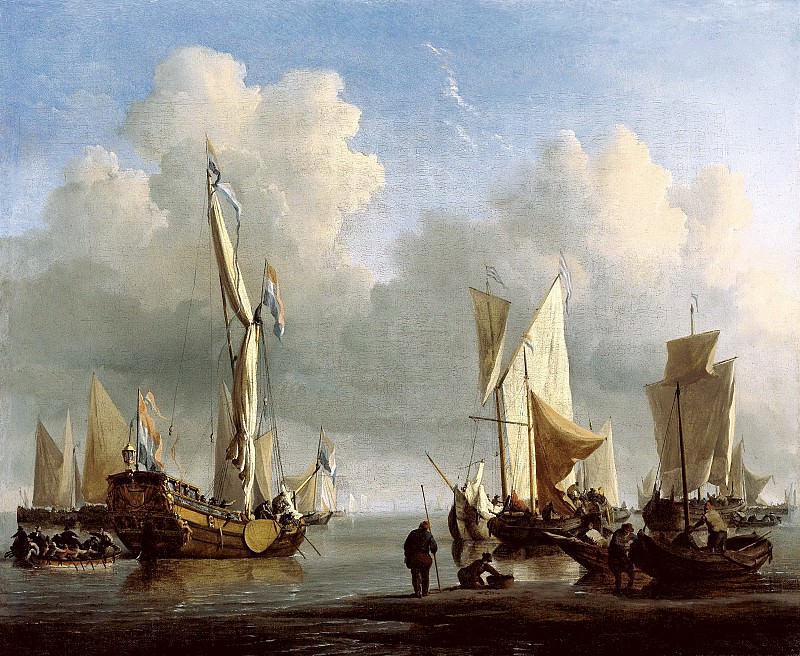 Willem van de Velde II – Ships on the coast, Liechtenstein Museum (Vienna)