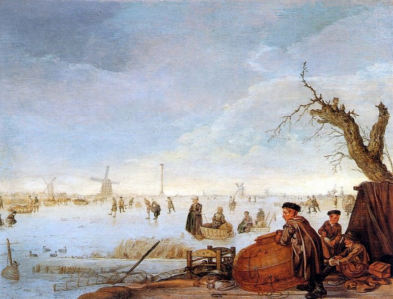 Winterlandscape with duck catchers. Arendtsz Arendt