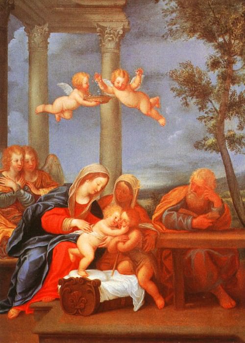 Святое семейство с ангелами. Франческо Альбани