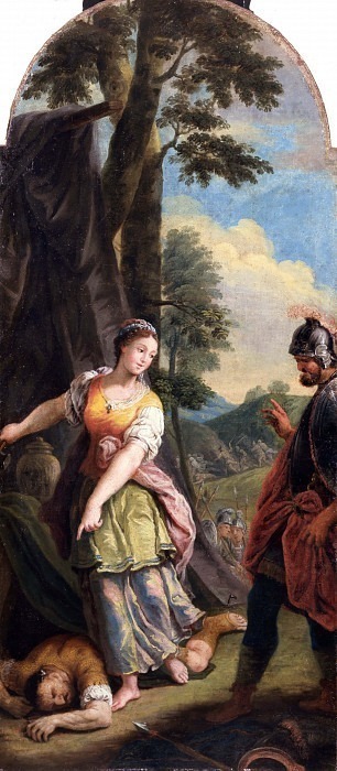 Jael shows Sisera dead to Barac
