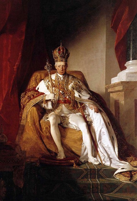 Portrait of Austrian Emperor Francis II wearing the Austrians imperial robes. Friedrich Von Amerling