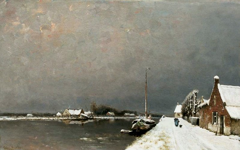 Winter view on a canal. Louis Apol