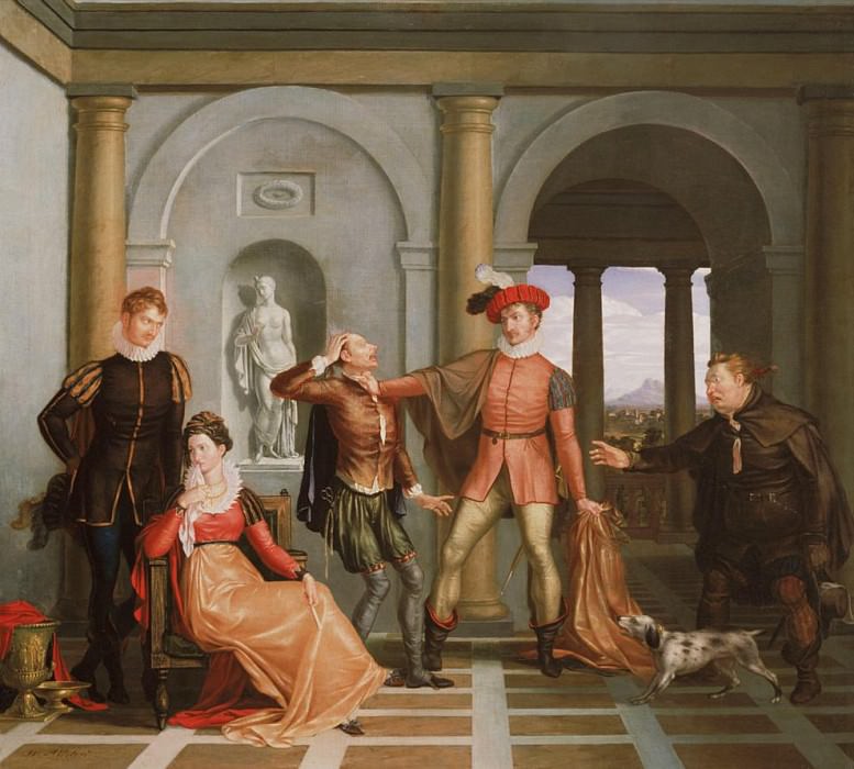Scene from Shakespeares "The Taming of the Shrew" (Katharina and Petruchio). Washington Allston