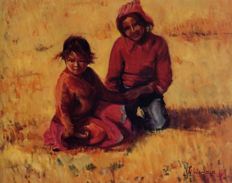 Enfants peruviens dans un champ, De. Silvia Araya