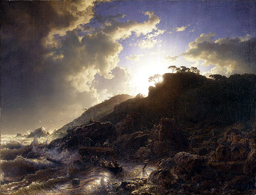 Закат после шторма у берегов Сицилии. Андреас Ахенбах
