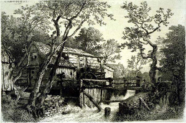 Mill Beside a Stream. Andreas Achenbach