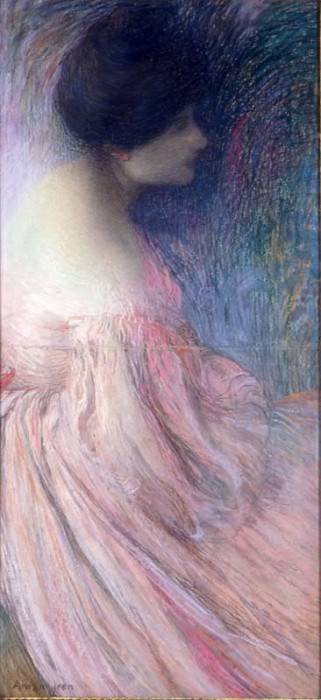 Femme en robe rose. Edmond Francois Aman-Jean