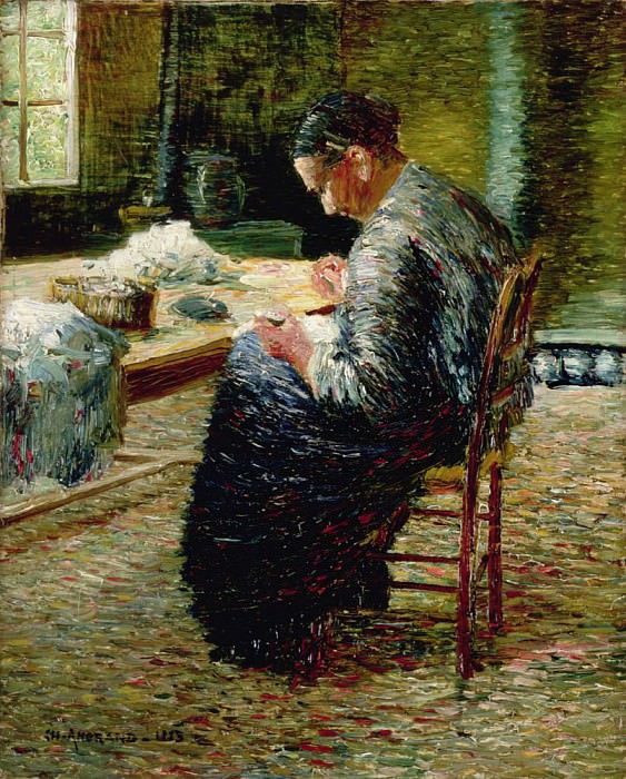 Portrait of the Artists Mother Sewing. Charles Angrand