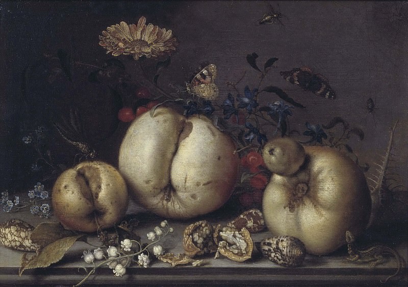 Натюрморт с фруктами и ракушками