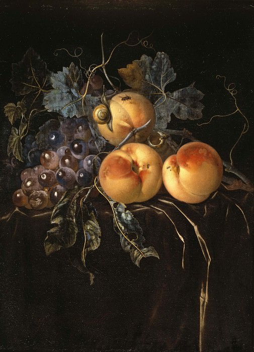 Still Life with Peaches and Grapes. Willem Van Aelst