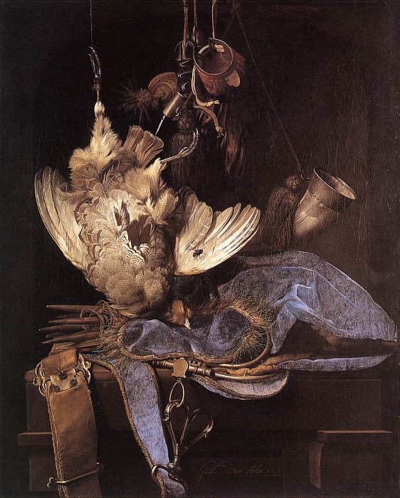 Still Life With Hunting Equipment And Dead Birds. Willem Van Aelst