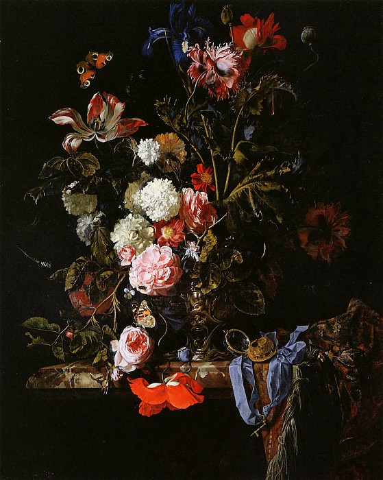 Vase with flowers Sun. Willem Van Aelst