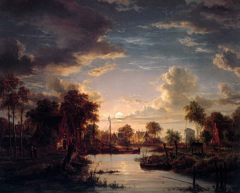 Landscape at moonlight. Jacobus Theodorus Abels