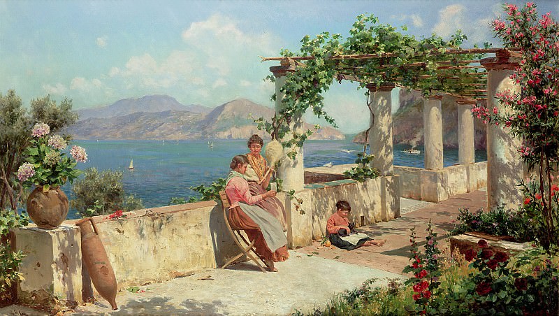 Figures on a Terrace in Capri. Robert Alott