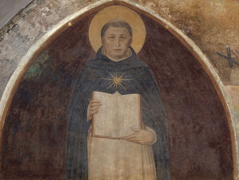 Saint Thomas of Aquinus with his book Summa theologiae. Fra Angelico