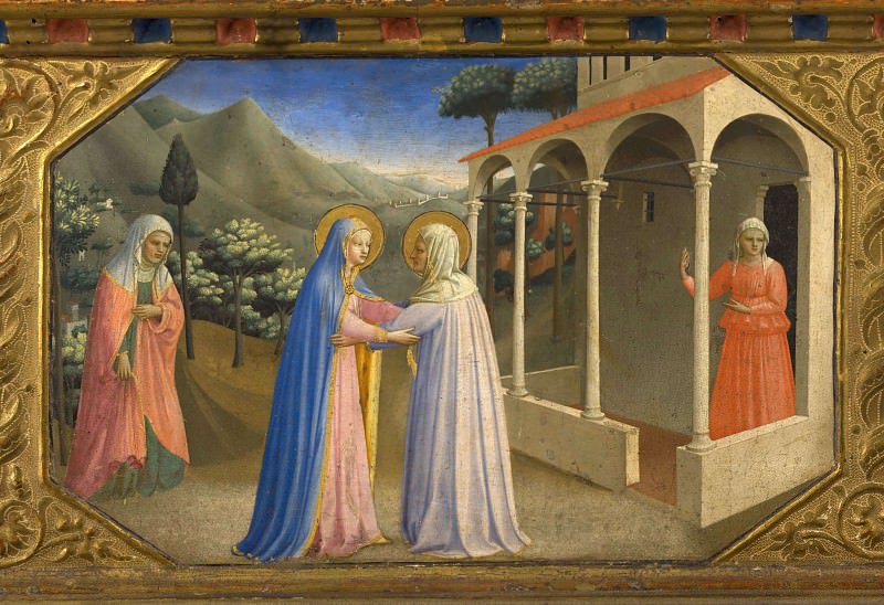 Алтарь Благовещение, пределла 2 - Встреча Марии и Елизаветы. Фра Анджелико