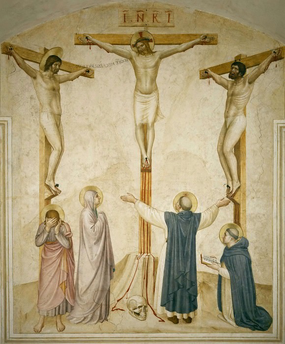 37 Crucifixtion with the saint Dominic and Thomas of Aquinus. Fra Angelico