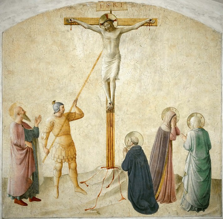 42 Christ on the cross, w. Mary, Longinus a. Saints Dominic, Mark and Martha