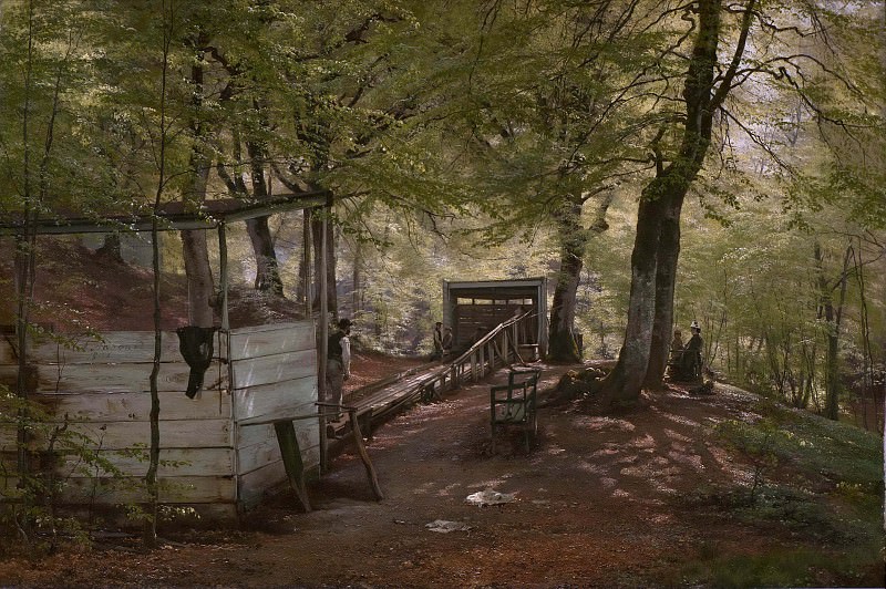 Skittle-alley in Saeby Forest. Spring Morning, Carl Fredrik Aagaard