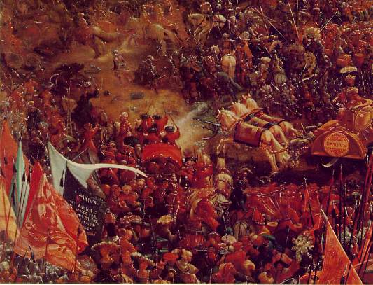 Altdorfer The battle of Issus, 1528-29, Detalj 1, Alte Pinak. Альбрехт Альтдорфер