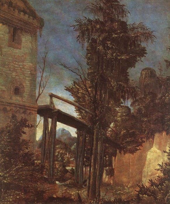 Пейзаж с мостиком, 1518. Альбрехт Альтдорфер
