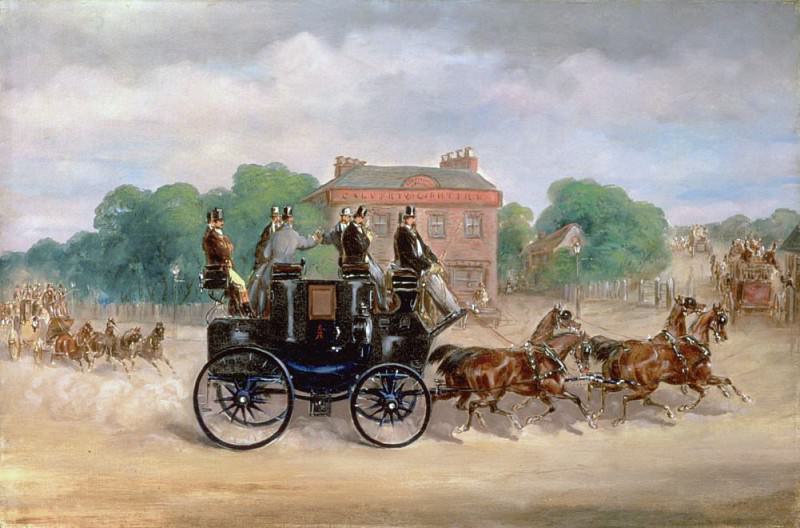 Drags of the Four-in-Hand Club passing Five Bells Tavern New Cross. Samuel Henry Alken