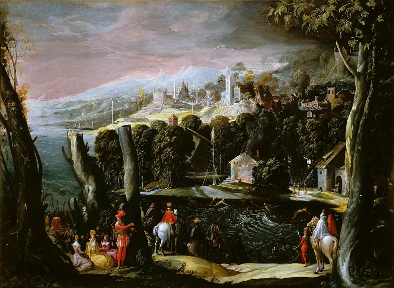 Landscape with Deer Hunting. Niccolo dell Abate