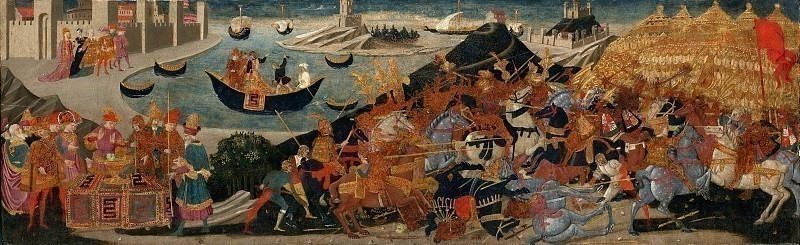 The Battle of Pharsalus and the Death of Pompey. Apollonio di Giovanni (Workshop)