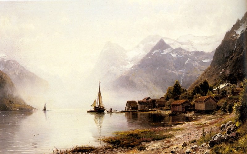 Norwegian Fjord With Snow Capped Mountains. Anders Monsen Askevold