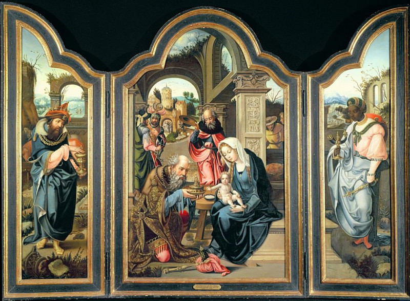 Triptych depicting the Adoration of the Magi. Pieter Coecke Van Aelst
