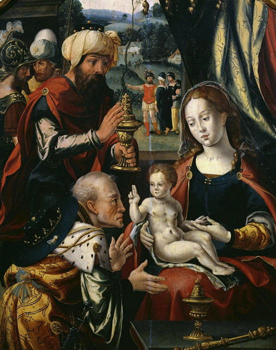 Adoration of the Magi, Epiphany Triptych, detail. Pieter Coecke Van Aelst